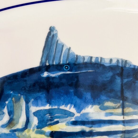 Williams-Sonoma La Mer Fish Porcelain Platter Large Blue Fish Marc Lacaze 2008 - Picture 7 of 16